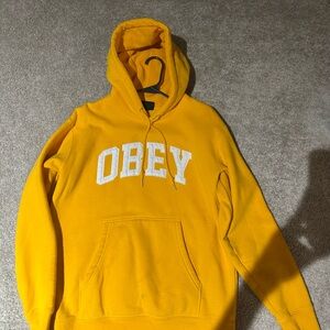 Obey Bold Yellow Hoodie with White Logo
